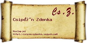Csipán Zdenka névjegykártya